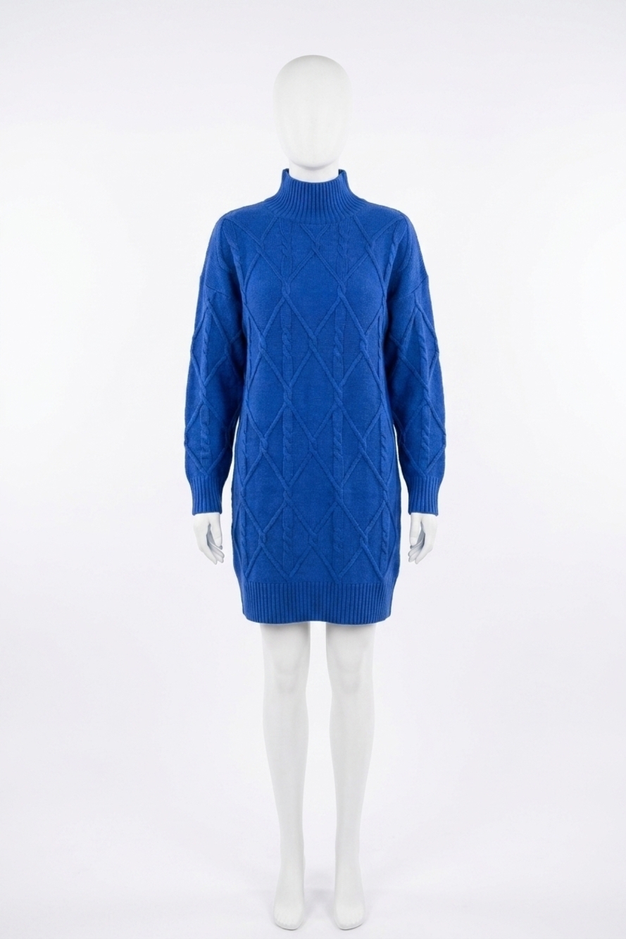 NEW ESQUALO bettina cable knit mini dress in blue